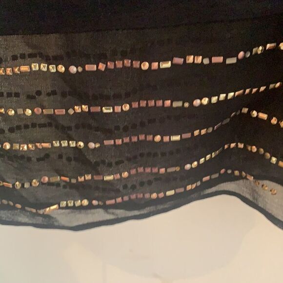 J Crew black tank with sheer metallic trim - Picture 2 of 2